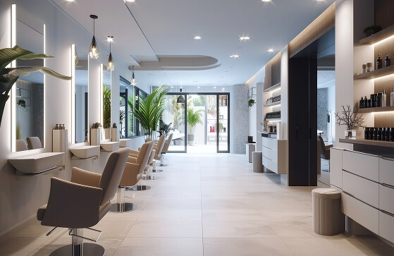 Salon de coiffure black and white concept
